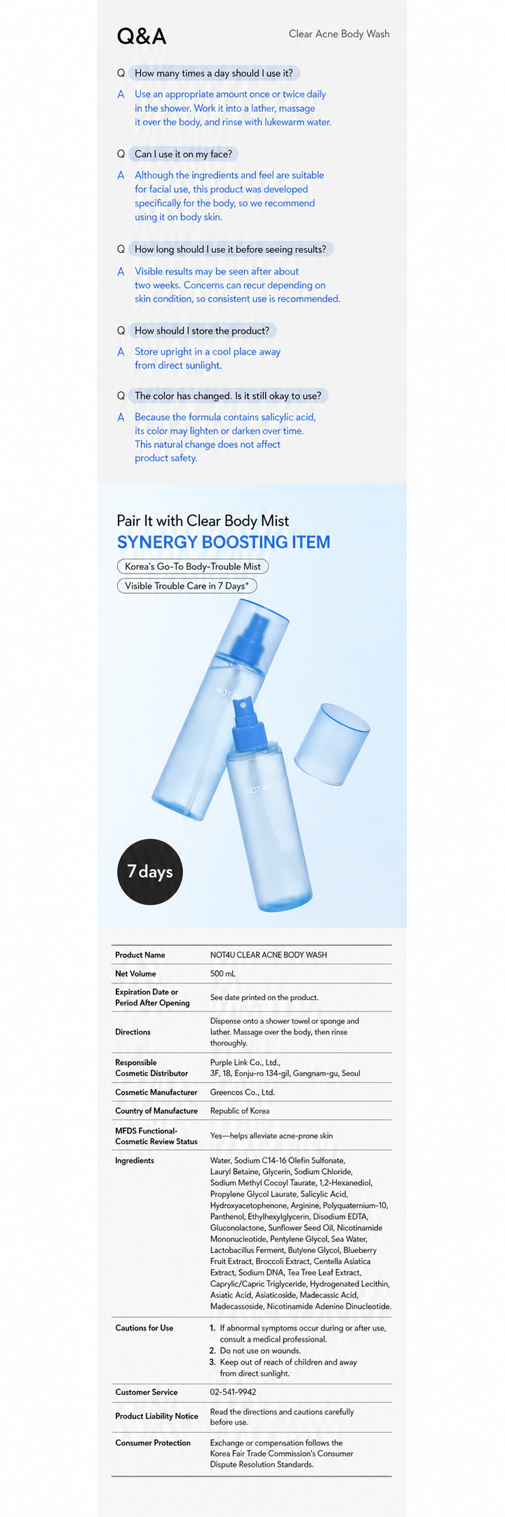 Clear Acne Body Wash 500ml